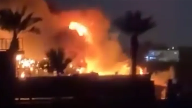 A fire broke out at the U.S. base in Baghdad that was targeted in an attack